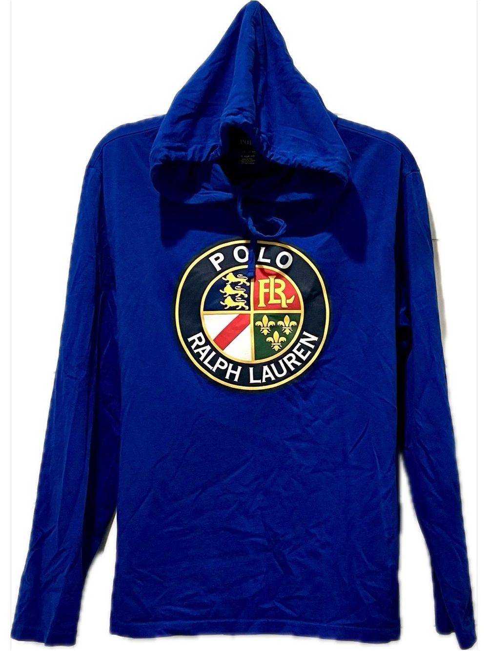 Polo by Ralph Lauren Royal Blue Hooded Long Sleeve Tee with Crest Logo
